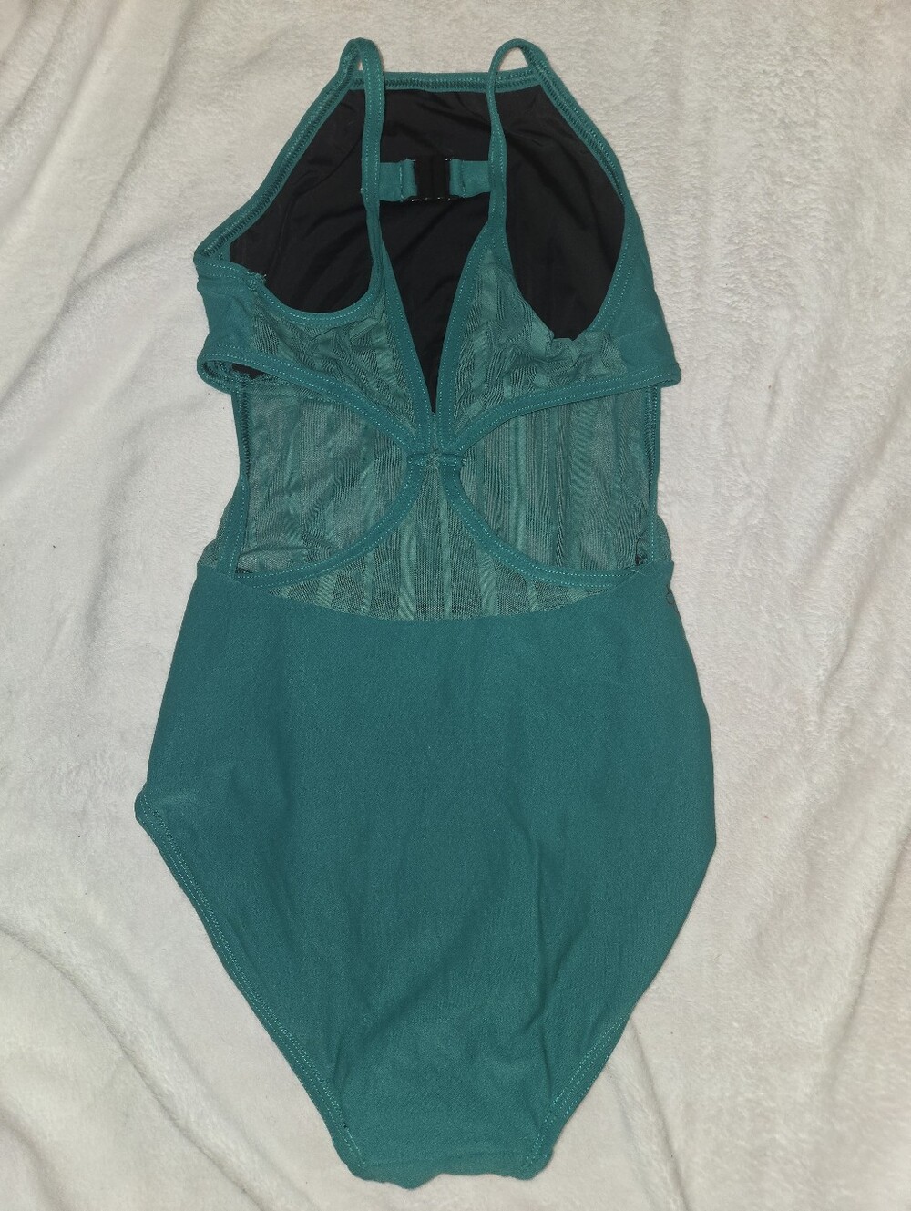 Green Mesh-Panel One-Piece Honeycut Leotard - Dancewear *AS*
